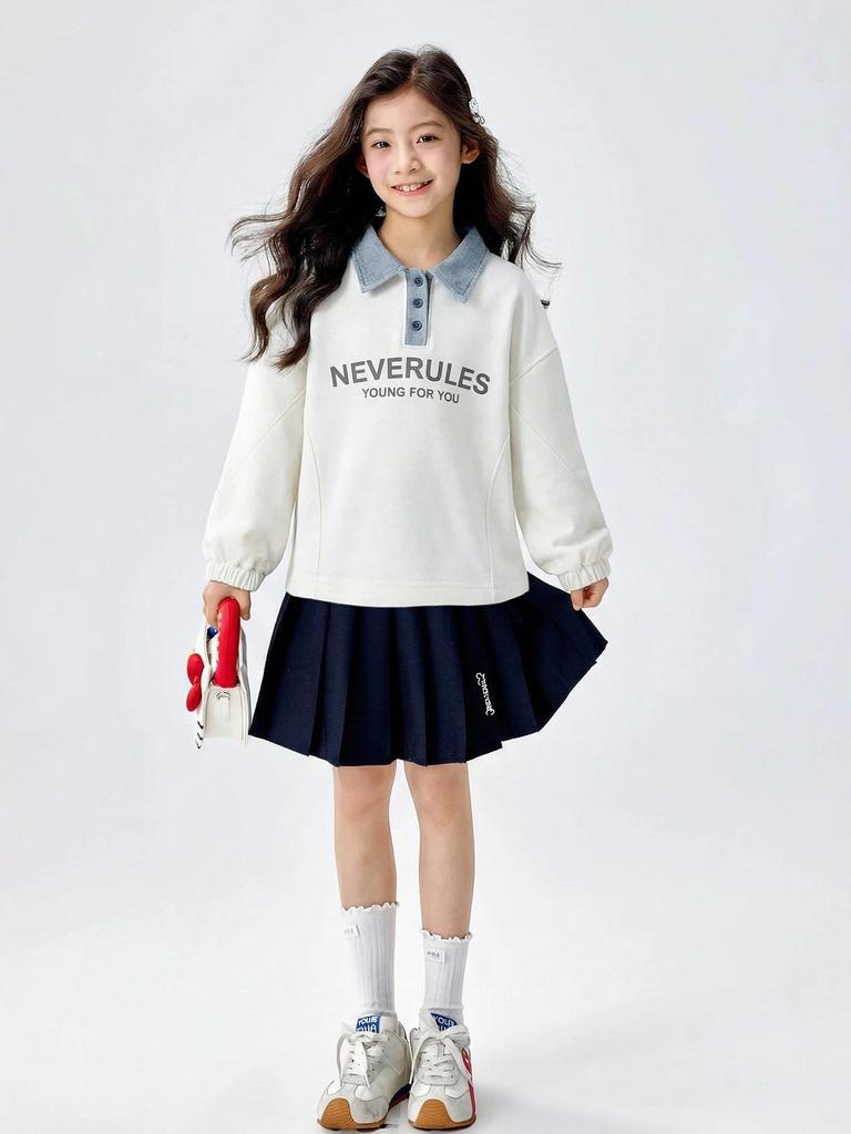 Girls' 2026 Spring/Autumn Sweatshirt & Pants Set - Stylish Two-Piece Outfit for Big Kids