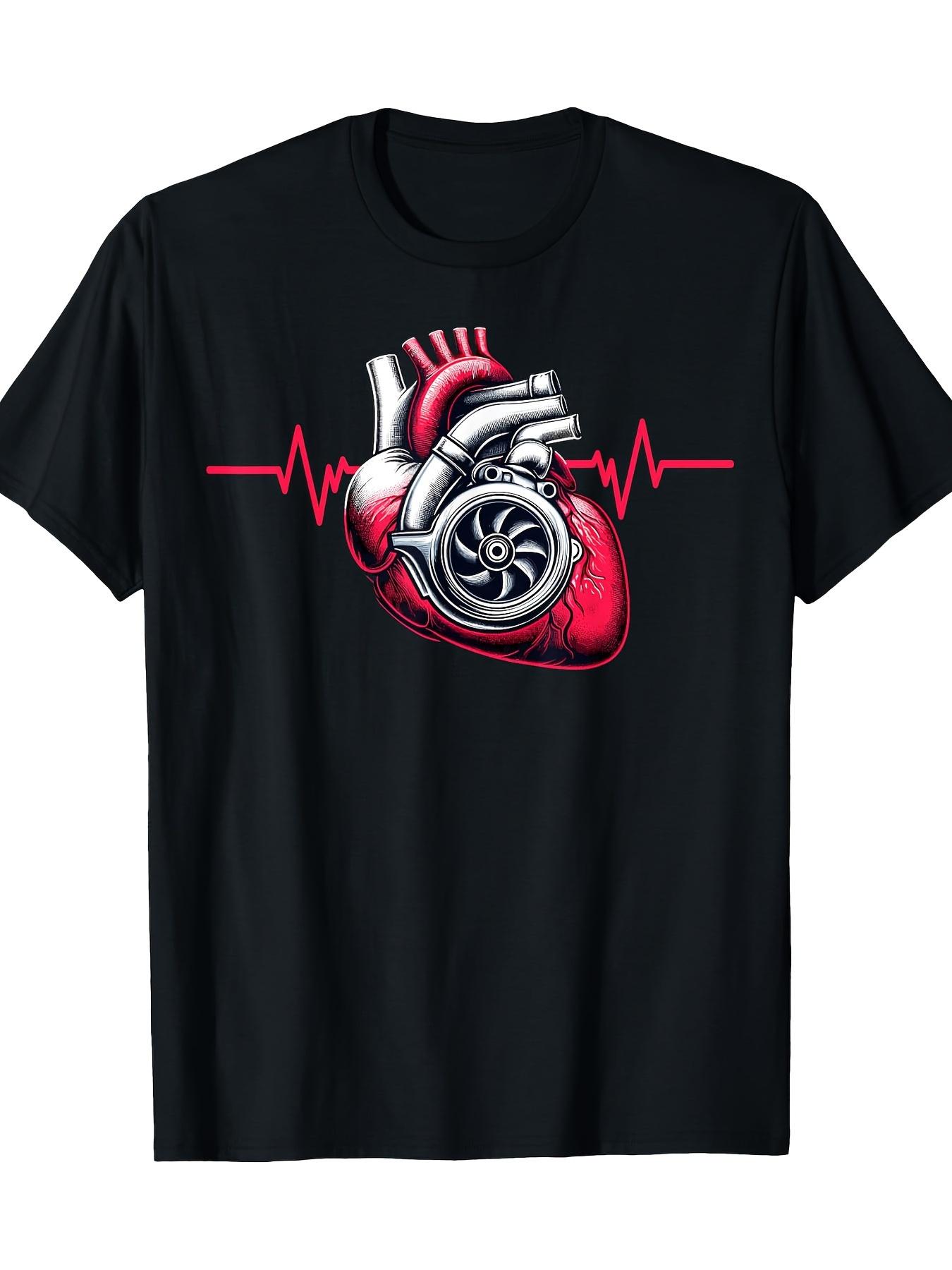 ECG Heart Turbo TShirt 100 Cotton ONeck Short Sleeve Summer Casual Mens Tshirt Streetwear S