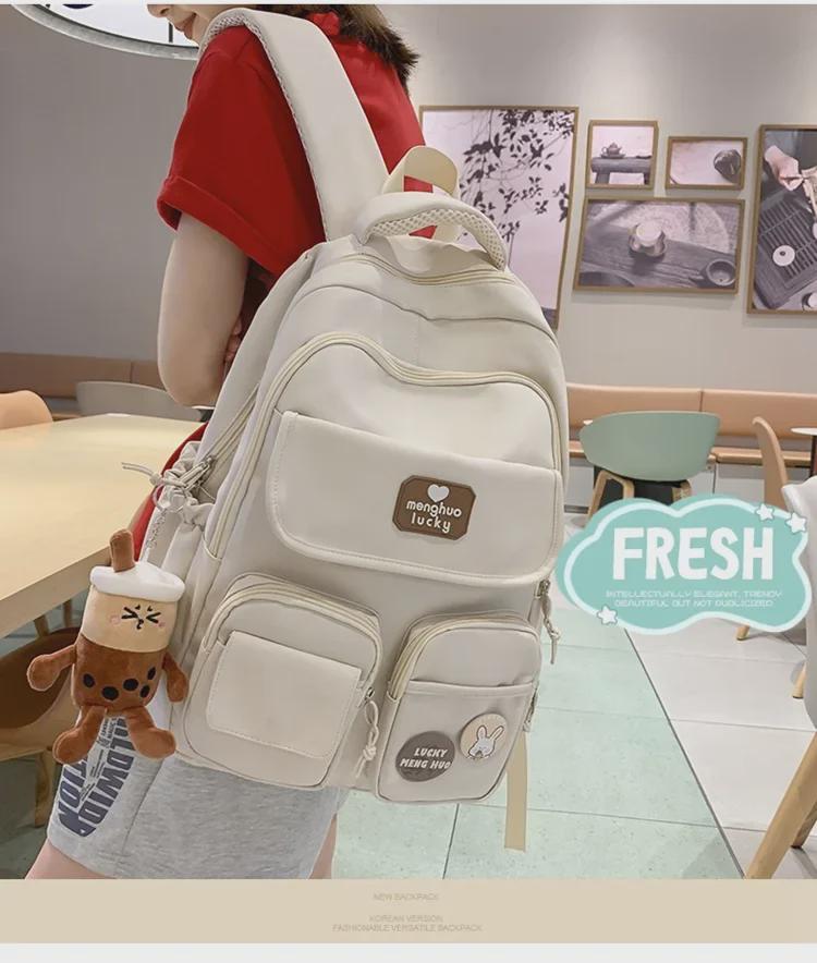 Stylish Large-Capacity Korean School Backpack for Girls with Durable Wide Shoulder Straps