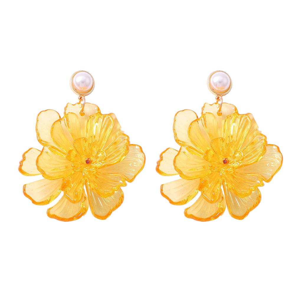 Sweet Fairy Transparent Texture Big Flower Imitation Pearl Earrings Fresh Pastoral Gentle Atmosphere Women's Models