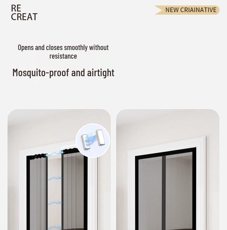 Premium Magnetic Anti-Mosquito Sliding Door Curtain with No-Drill Diamond Mesh for Home Use