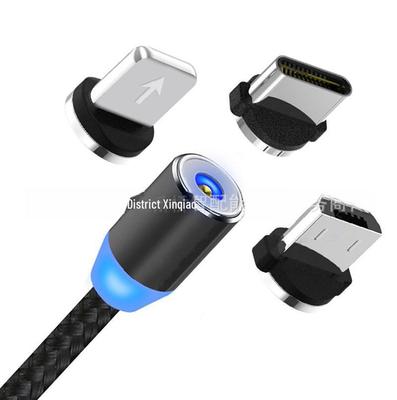 3-w-1 Magnetyczny nylonowy pleciony kabel ładujący do telefonów Apple, Android i typu C