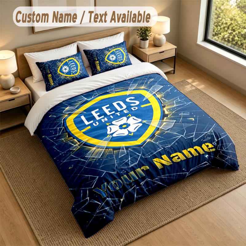 Bedding Set 1 Duvet Cover 2 Pillowcases Leeds United Print Soft Bed Linen Bedroom Decor