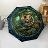 Forest Circle Pattern Umbrella, Portable and Foldable Design, 8 Ribs, a Casual Accessory for Halloween, Christmas, and Birthday Gifts.