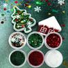Christmas Resin Filler Glitter Flakes 6-Pack - Festive Red & Green Sparkling Sequins - Snowflake, Christmas Tree & Star Confetti