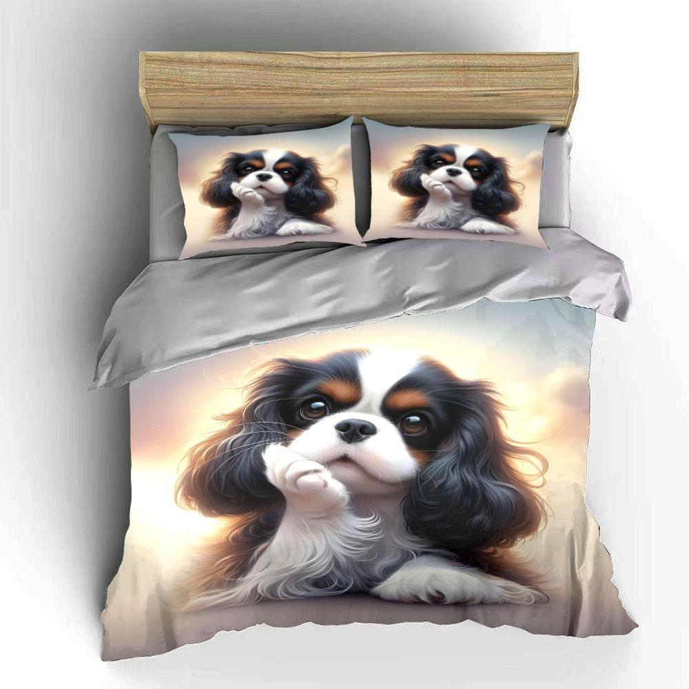 "Elegant Dog Portrait Set for Decor" Exquisite Three-piece Bedding Set Gift for Kids and Adults