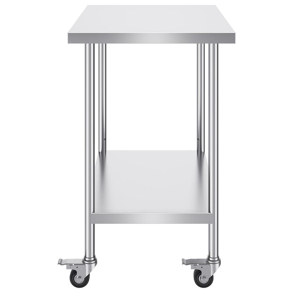 Stainless Steel Work Table Commercial Prep Table 24x36 Inch With 4 Casters