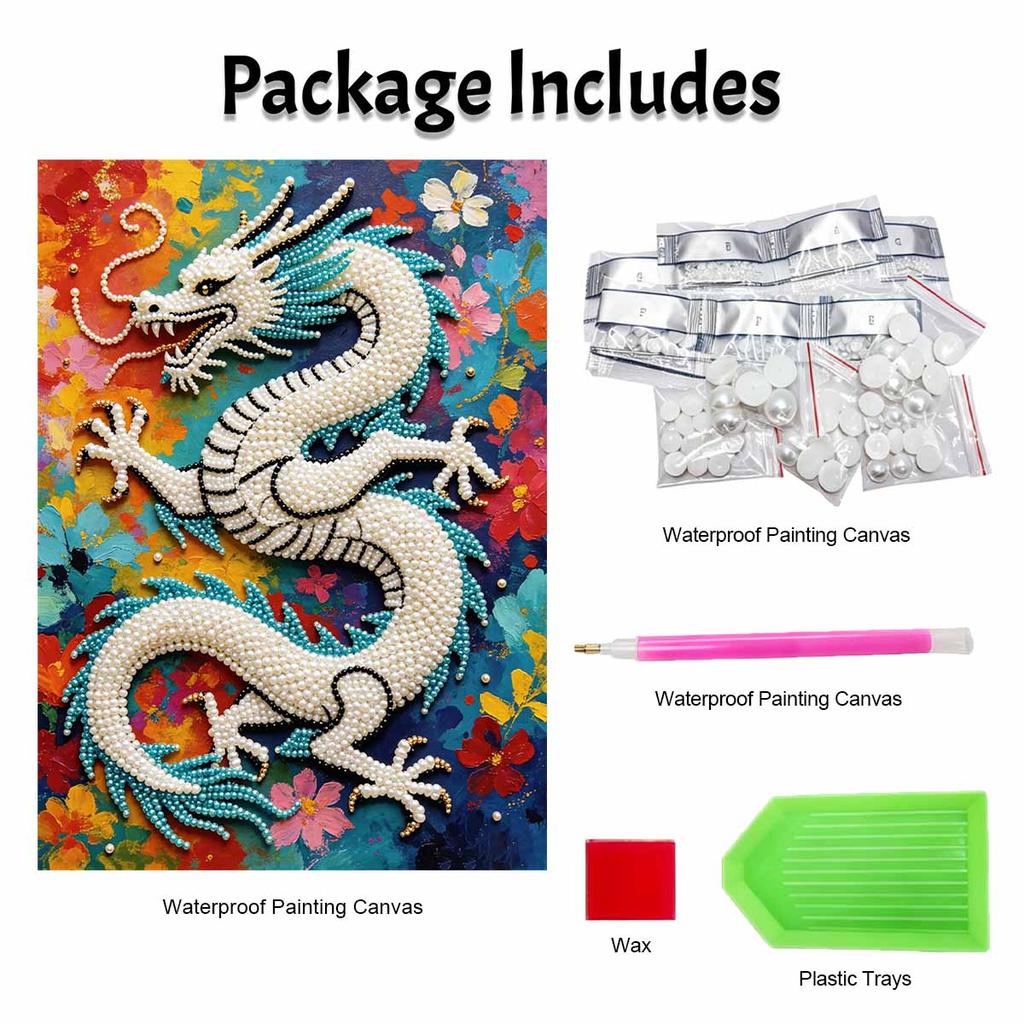 5D Pearl Kit Majestic Dragon Pattern DIY Rhinestone Art Relaxing Handmade Ornament Home Wall Desktop Decoration for Beginners
