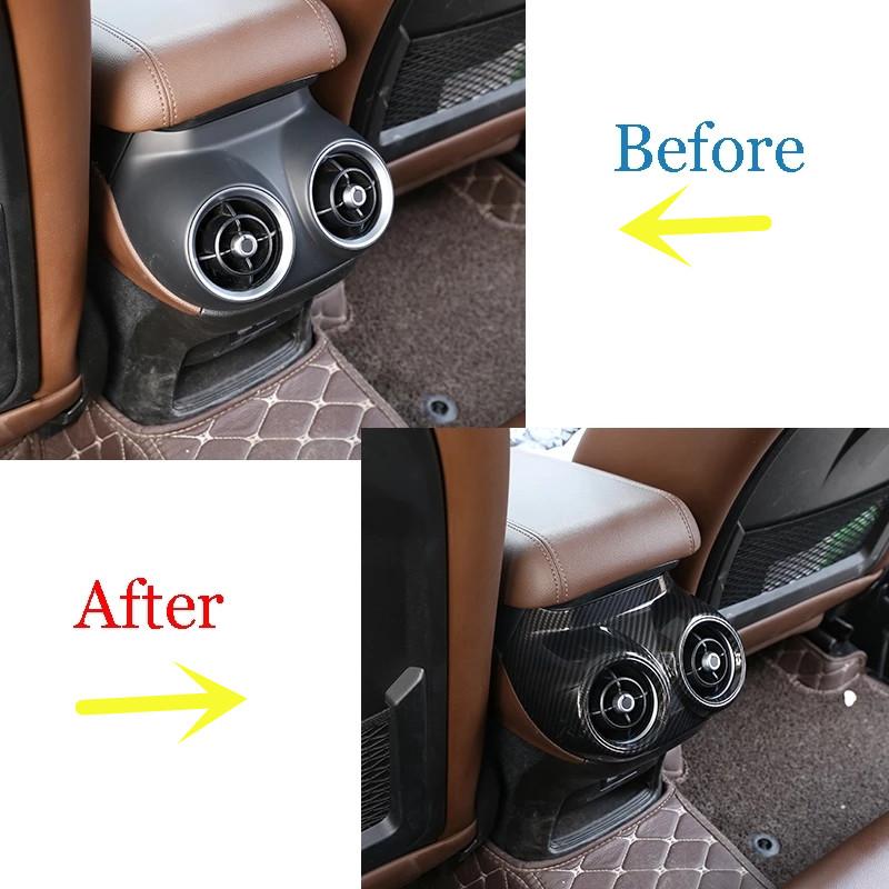 Carbon-Faser-Stil, dekorativer Rahmen für die hintere Auspufföffnung, passend für Alfa Romeo Stelvio 2017– Auto-Innenraum