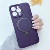 For iPhone 15 Pro Magnetic Case Liquid Silicone Phone Cover Built-In Kickstand Ring Holder
