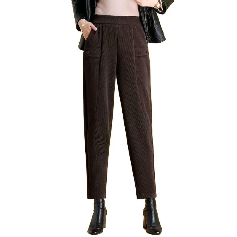 Spring/Summer Season Corduroy Haren Pants Women's Nine Leg Pants Loose Small Leg Pants