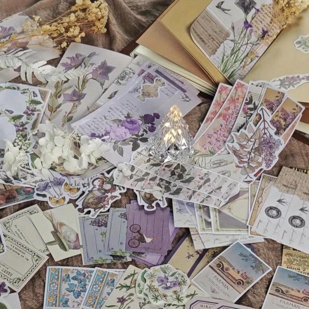 200pcs Vintage Floral & Butterfly Stickers Set Mixed Color, Scrapbooking Embellishments for DIY Crafts, Journaling, Collage Albums