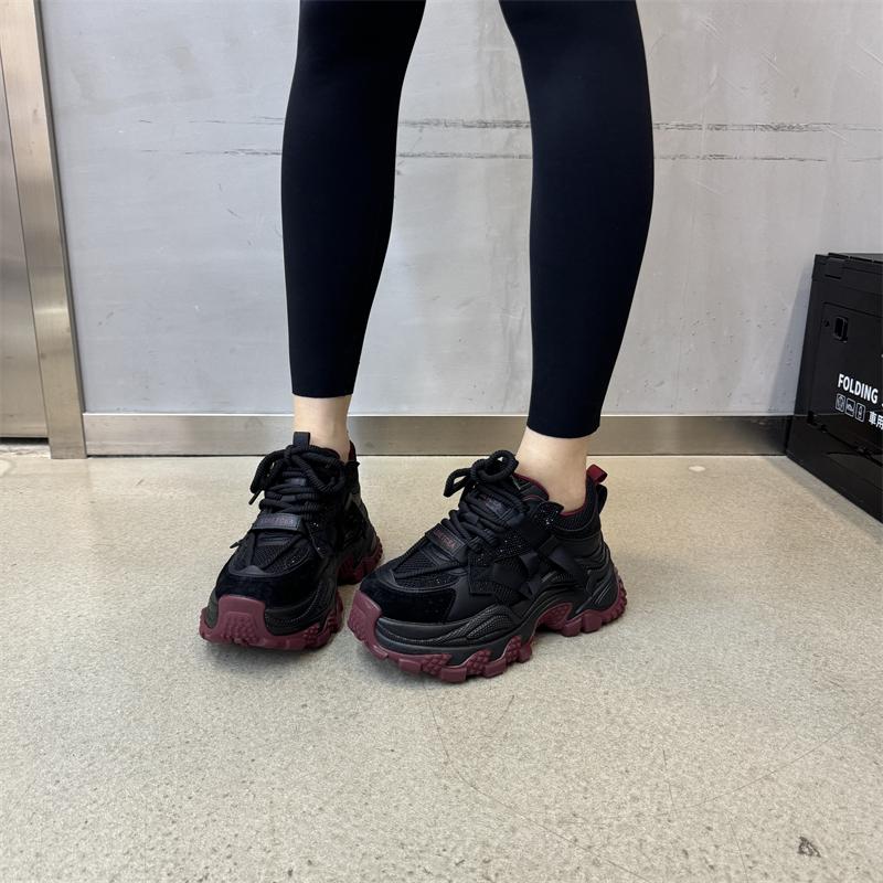 

Fashion Summer Women Platform Sneakers Retro Patchwork Genuine Leather Ladies Shoes Daily Casual Brand Chunky Sport Sneaker 35 чёрный