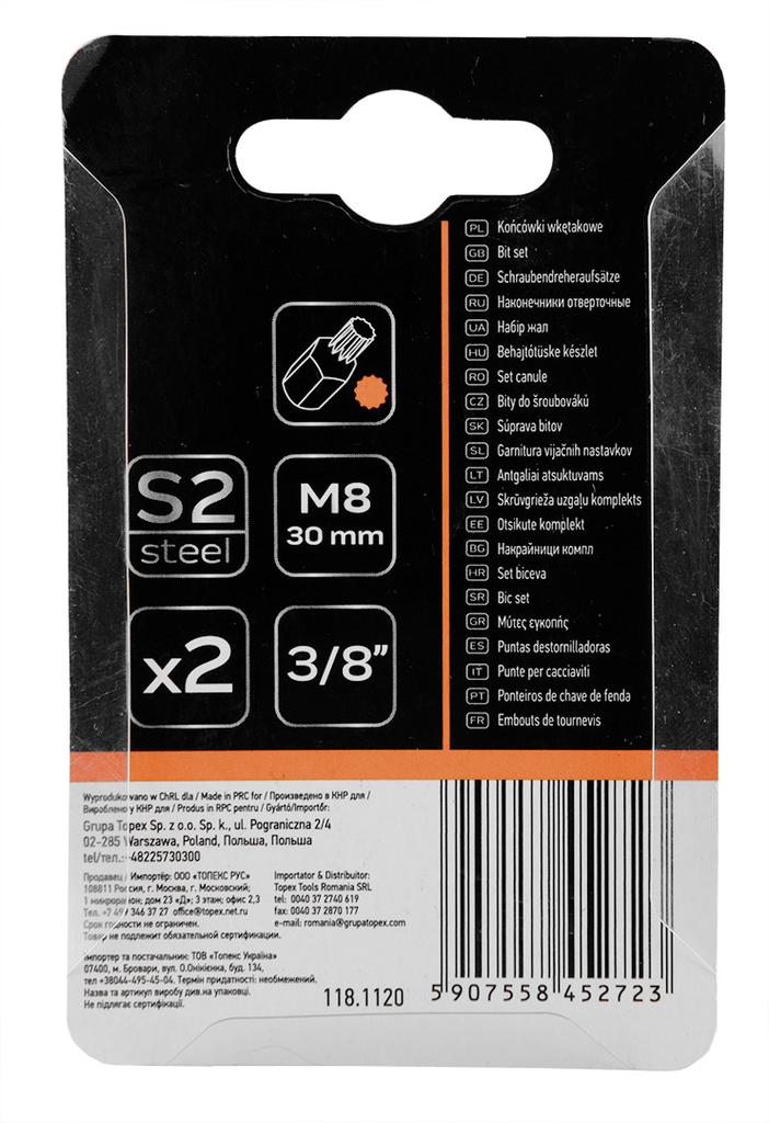 Šestihranný bit 6 x 30 mm, S2 x 2 ks.