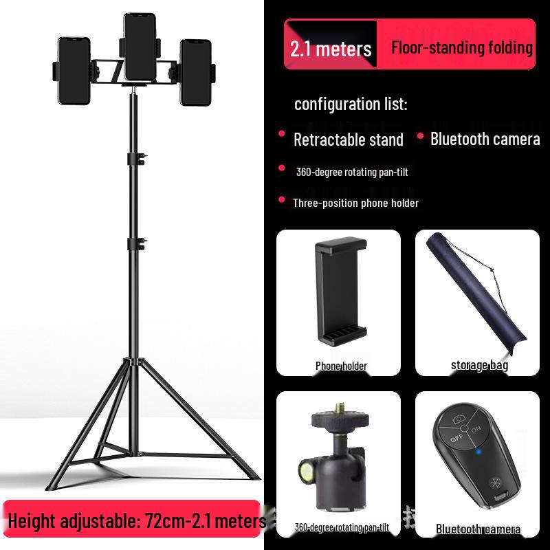Mobile Live Streaming Floor Stand & 10" Fill Light with Retractable Thermometer Phone Clip