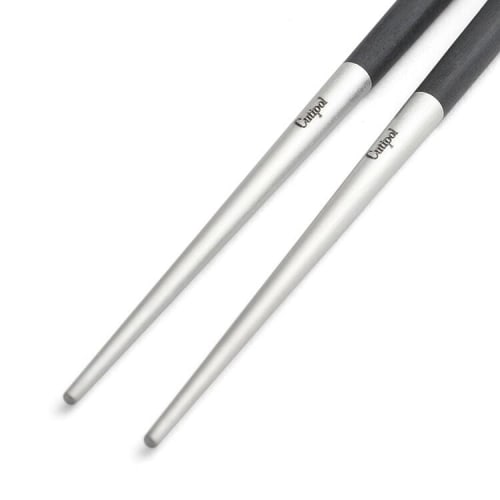 Cutipol KUBE Chopsticks and Chopstick Rest Set, Black Silver, KU39