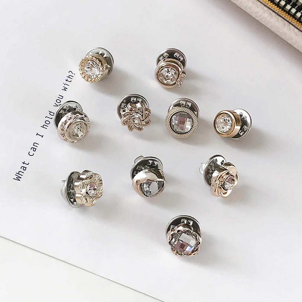 10Pcs/Set Simple Alloy Brooch Prevent Wardrobe Malfunction Botton Decor for Clothes