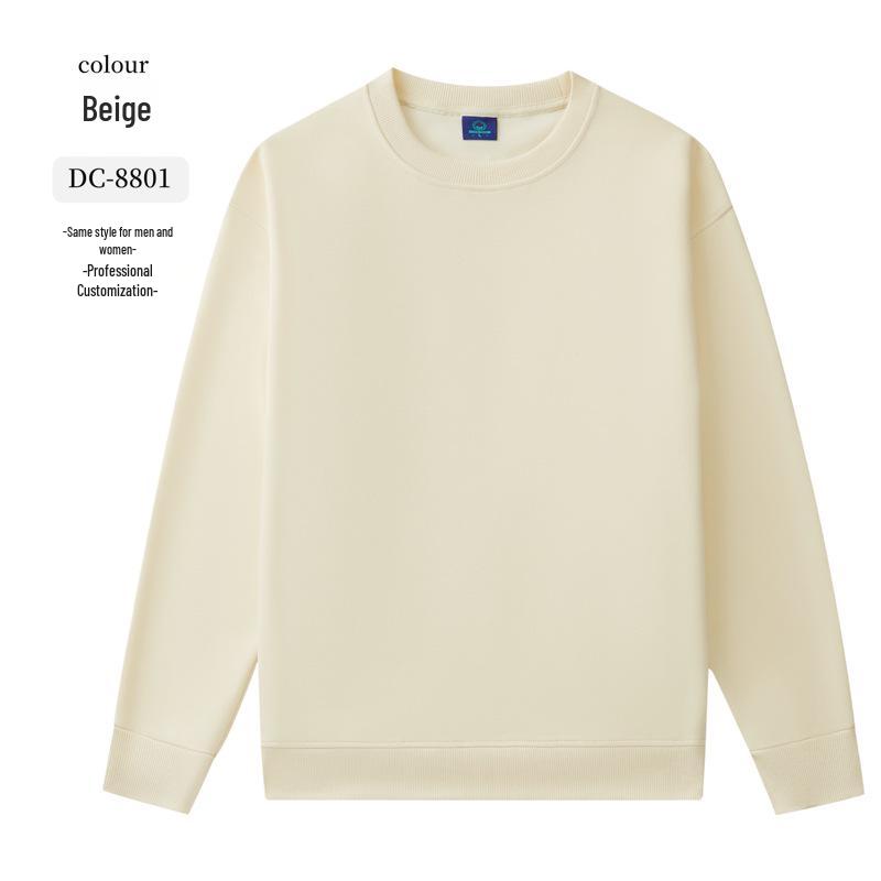 Dark Green Cotton Hoodie with Logo: Corporate Team or Class Uniform, Long Sleeve, Round Neck for Autumn/Winter.