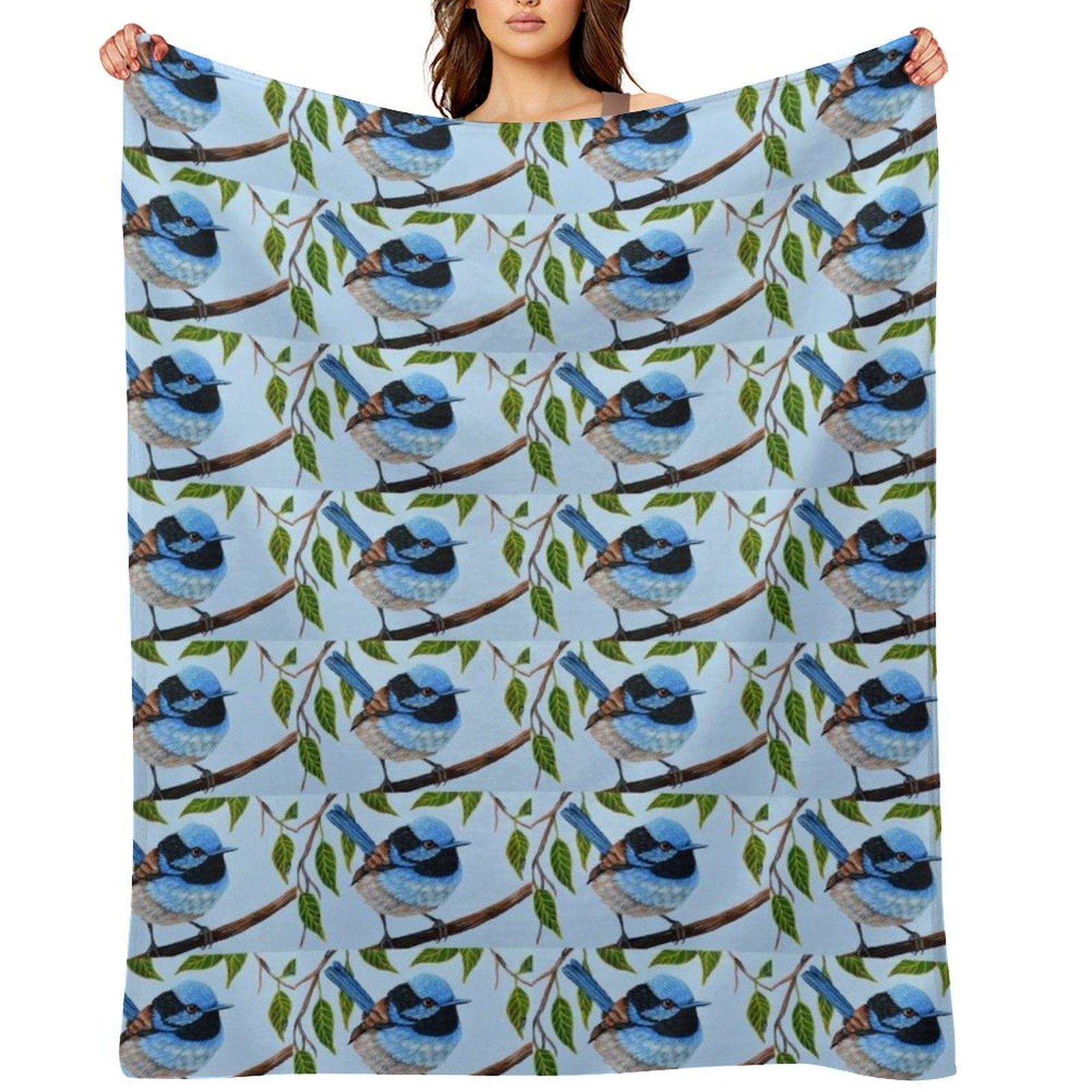 Fairy Wren Charm Throw Blanket Travel Flannels Giant Sofa Thermal Blankets 30x40in