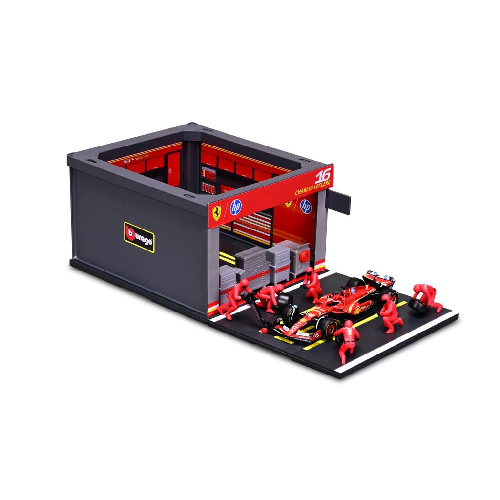 Bburago Formula Pit Pass Ferrari Charles Leclerc 2024 Diecast Miniature Car Finished Product 1/43 SF-24 #16 / 18-36862 (#16)