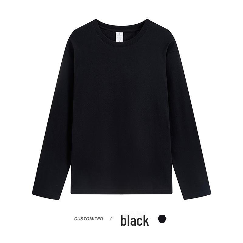 

Мужская футболка свободного кроя с круглым вырезом, плотностью 230 г, однотонная, с длинным рукавом - осенний хлопок из Синьцзяна XXXL