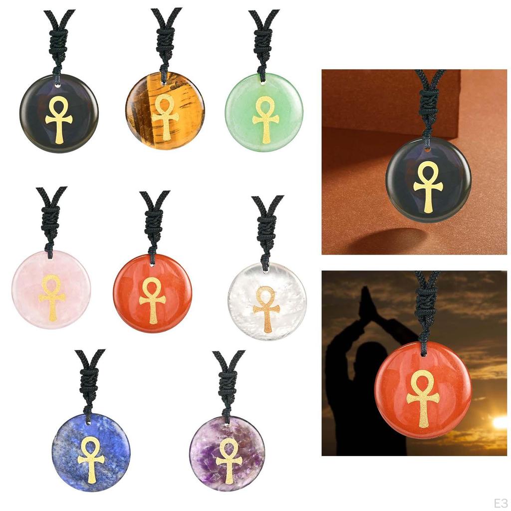 30mm Diameter Round Necklace Pendant Ancient Egyptian Ankh Cross Fashion Jewelry Talisman