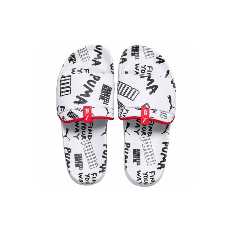Puma Womens Leadcat Graphic Slide (women's Sizes) Puma White / Puma Black / Coral Slide Slippers 366803 01