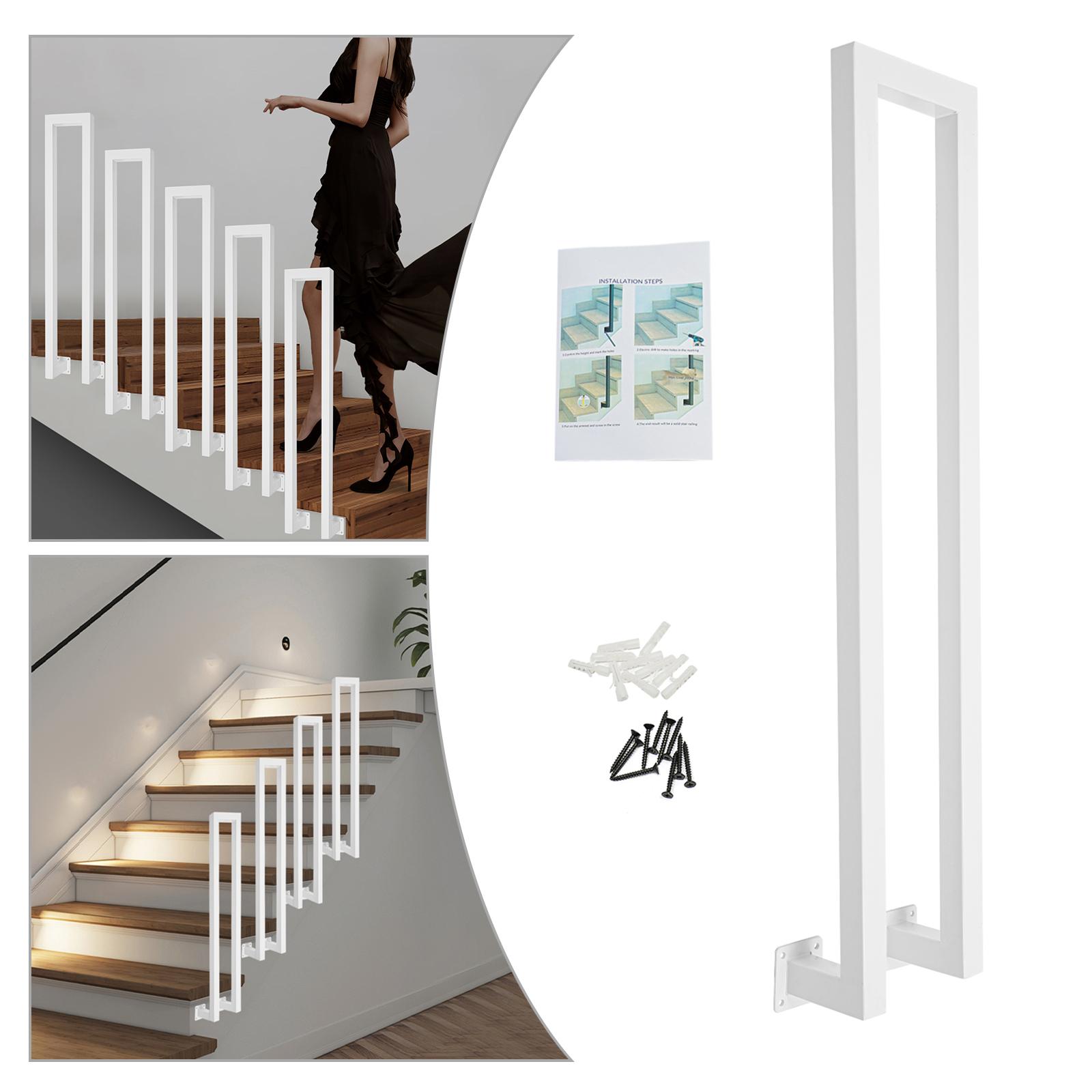 n-shaped Iron Hand Rail Guardrail,85cm Gold/White Side Mount Stair Railing Screw Mount for Indoor and Outdoor bianco