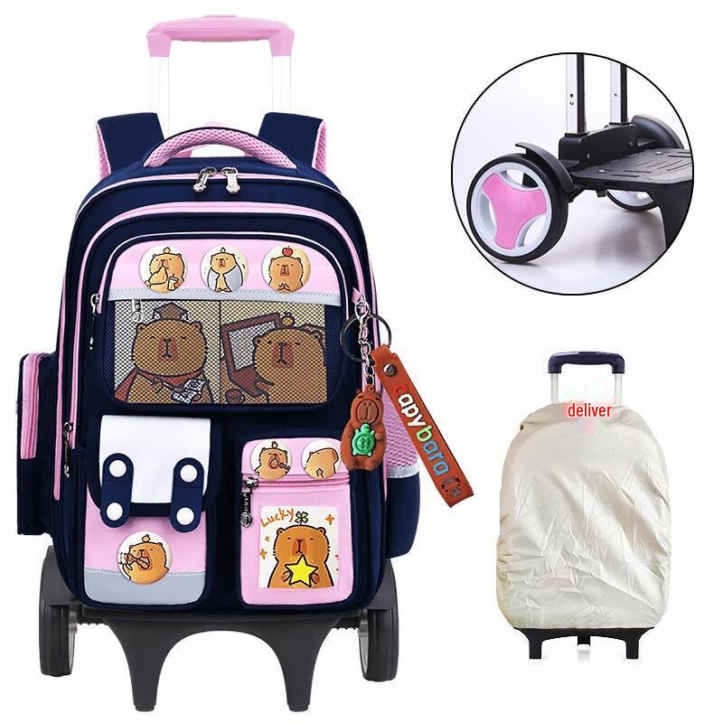 MIAOQIAO Student Pull-Type Backpack with Silent Climbing Wheels Small