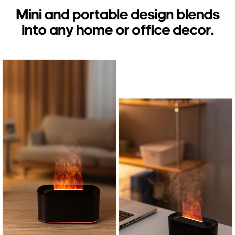 7 Color Flame Aroma Diffuser Humidifier Creative Desktop Night Light Ultrasonic Fragrance Mist Maker Home Office Aromatherapy