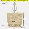 Women'S Fashion Large Capacity Handmade Straw Knitting Tote Bag Summer Travel Beach Shoulder Bags Casual Simple Portable Handbag