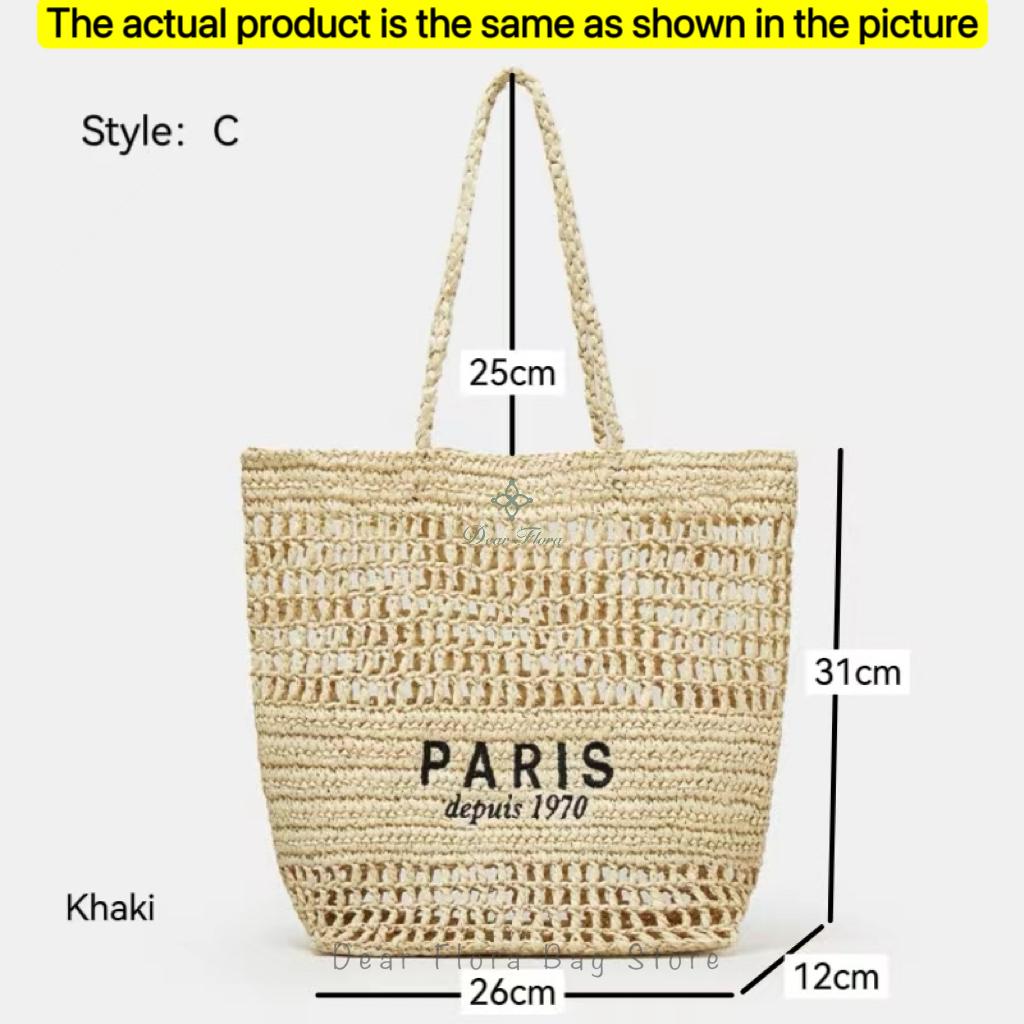 Women'S Fashion Large Capacity Handmade Straw Knitting Tote Bag Summer Travel Beach Shoulder Bags Casual Simple Portable Handbag