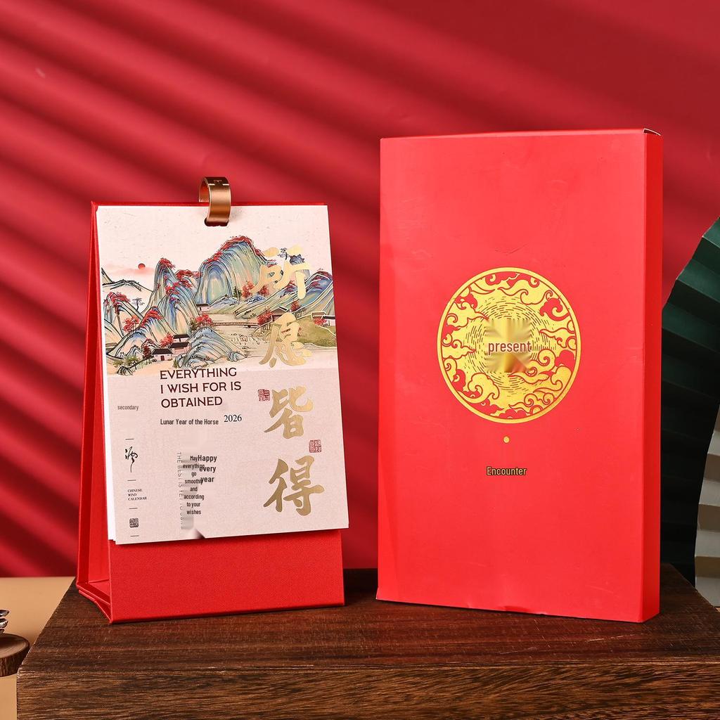 2026 Year of the Horse Custom Desktop Calendar with Iron Ring - High-Value Small Batch Student Planner and Ornament