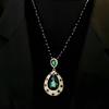 Green crystal oval sweater chain Internet celebrity simple temperament versatile atmosphere necklace female pendant pendant accessories retro