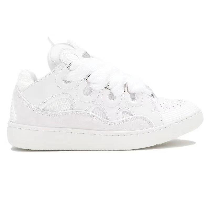 Vintage Style Dad Sports Casual Shoes Men'S And Women'S Leather Splicing Curb Sports Retro Board Shoes