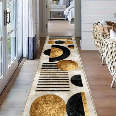 1Pcs Anti Fatigue Kitchen Rugs Golden Geometric Print Waterproof Non-Slip Thick Cushioned Kitchen Mat Heavy Duty Comfort Standing Mat  Hallway Runner