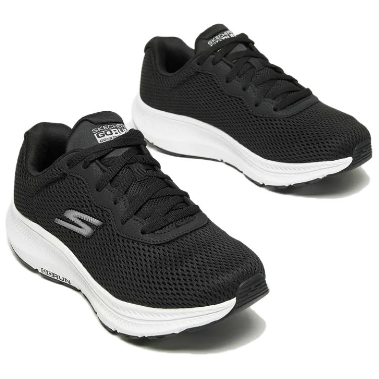 Skechers Go Run Consistent 2.0 Versátiles Cómodas Amortiguadoras Duraderas de Caña Baja Zapatillas de Running para Hombre Zapatillas de Running Negro Blanco 220864-BKW