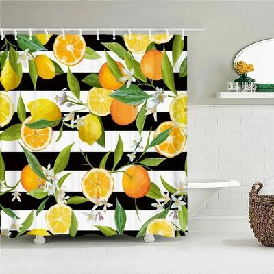 Tropische Frische Frucht Duschvorhang Badezimmer Wasserdicht Polyester Zitrone Ananas 3D-Druck Vorhänge für Badezimmerdusche