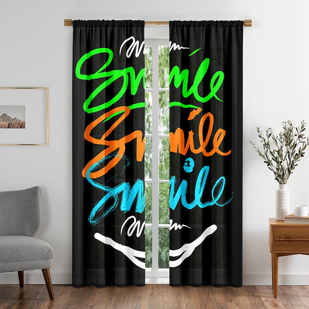 

Ретро Слоган Улыбающееся Лицо Хипстерская Графика Векторная Оконная Штора для Гостиной Спальни Ванной Комнаты Кухни Двери Шкафа Декор Крючки W50 X H130(CM)X2&Grommet Top