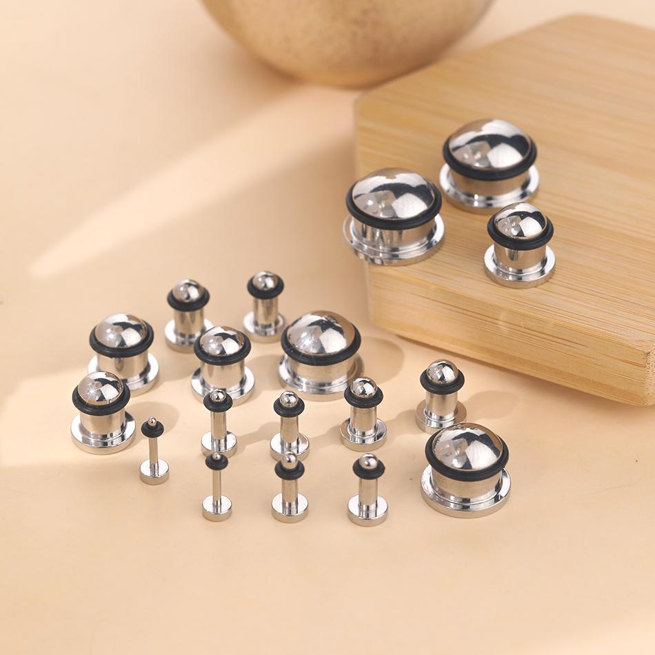 1Pair Stainless Steel Ear Tunnel Earring Plug Gauges Expander Stretcher Ear Taper Body Piercing Jewelry 1.6mm-16mm