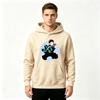 Men's Anime Character Print Pullover Hoodie Casual Long Sleeve Black Hooded Sweatshirt for Daily Wear
