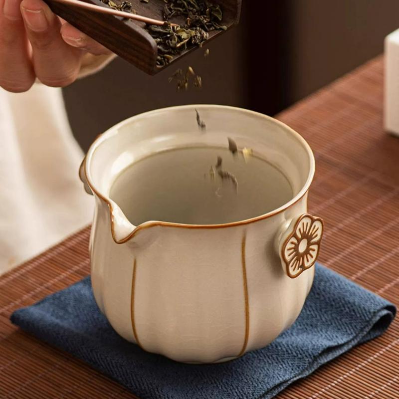 Yellow Ru Kiln Cover Bowl Teacup Ceramic Outdoor Travel Tea Set  Household Single Teapot Tea Making Device Kung Fu Tea Set