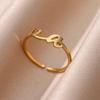 Tiny Initial Letter Rings For Women Gold Color  Stainless Steel Hollow Heart A-Z Initial Letter Ring Wedding Christmas Jewelry