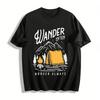Outdoor Camping Campfire Tent Print Casual T-Shirt Pure Cotton T-shirt