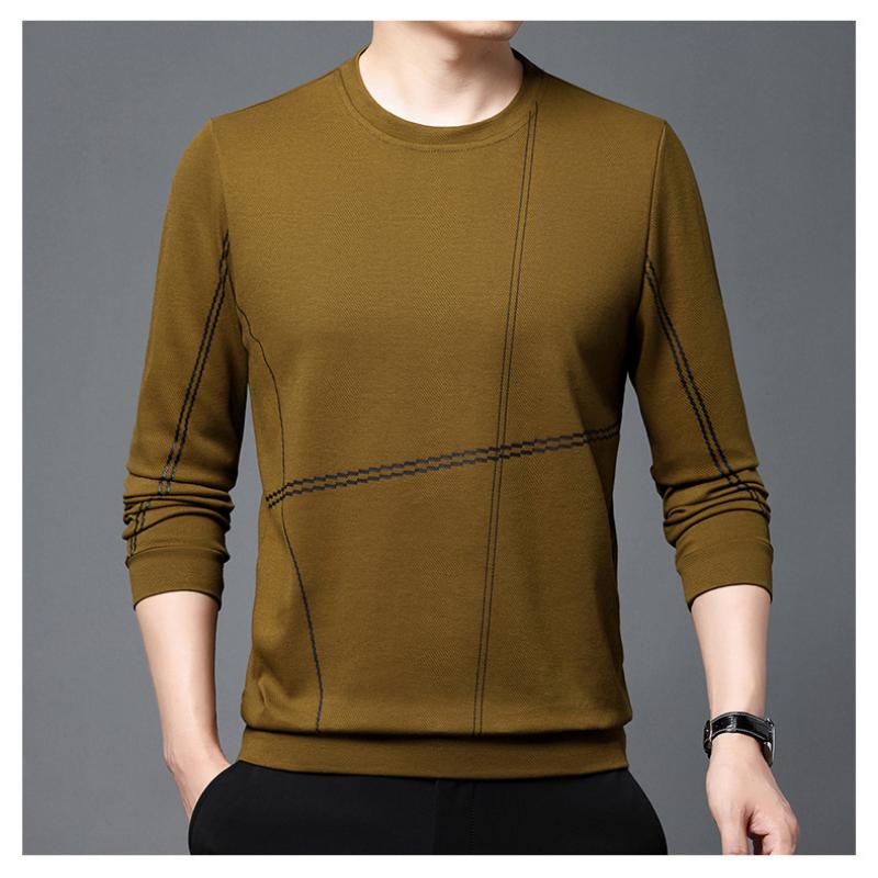 Spring and Autumn Thin Sweatshirt Slim Base Shirt Top Men's Pullover Round Neck Casual Versatile Long Sleeve T-shirt