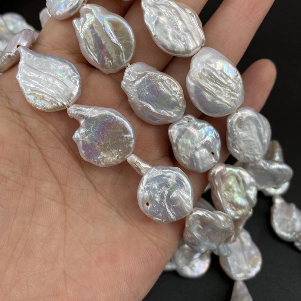 1String, Irregular Pearls, 15×25-18×27mm, White Natural Freshwater Pearl Beads for Jewelry Making DIY Supplies, Women's Craft Gifts 36cm
