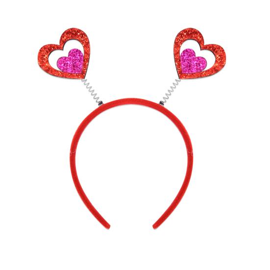 Valentine's Day Heart Headband Glitter Red Heart Hair Accessory for Halloween Holiday Wedding Birthday Party