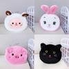 Cute Plush Coin Purse With Bear Head Design Cartoon Print Polyester Material