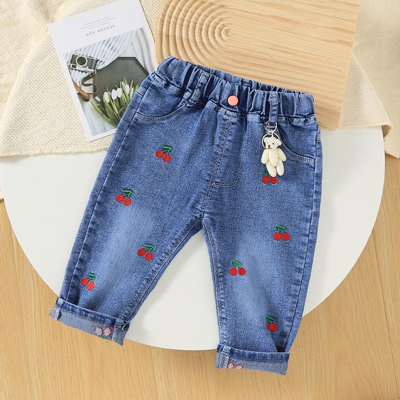 Dziewczęce jasnoniebieskie dżinsy w stylu koreańskim - Modne spodnie długie o luźnym kroju na wiosnę i jesień