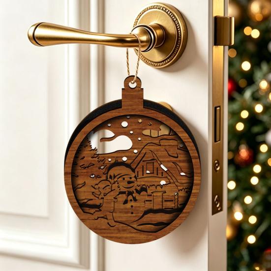 Magnetic Fridge Magnets for Christmas 3D Wooden Light Up Ornament, Layered House Tree Snowman Reusable Festive Decorations Nativity Scene Hanging
